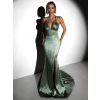 Zelené plesové dlouhé třpytivé šaty ELUREYA s rozparkem