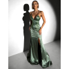 Zelené plesové dlouhé třpytivé šaty ELUREYA s rozparkem