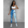 Modré sportovní barevné legíny OLIRYA s push-up efektem