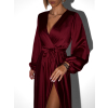 Vínové elegantní šaty WOMAN s dlouhým rukávem