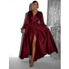 Vínové elegantní šaty WOMAN s dlouhým rukávem
