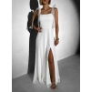 Bílé společenské dlouhé šaty AMIREZA s rozparkem