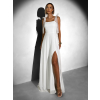 Bílé společenské dlouhé šaty AMIREZA s rozparkem