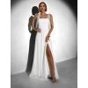 Bílé společenské dlouhé šaty AMIREZA s rozparkem
