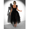 Černé společenské tylové šaty NUVELLE s peříčky