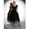 Černé společenské tylové šaty NUVELLE s peříčky