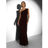 Hnědé elegantní dlouhé šaty ELANESSE s vlečkou