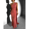 Lososové elegantní dlouhé šaty ELANESSE s vlečkou