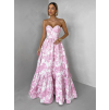 Růžové společenské dlouhé šaty VENOLIA s květinovým vzorem