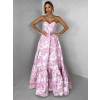Růžové společenské dlouhé šaty VENOLIA s květinovým vzorem