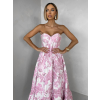 Růžové společenské dlouhé šaty VENOLIA s květinovým vzorem