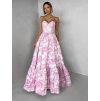 Růžové společenské dlouhé šaty VENOLIA s květinovým vzorem