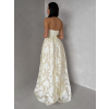 Vanilkové plesové dlouhé šaty MIRELLE s květinovým vzorem