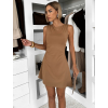 Hnědé elegantní áčkové krátké šaty YALINA
