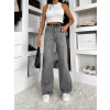Šedé stylové wide leg široké džíny MERCY