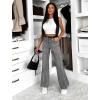 Šedé stylové wide leg široké džíny MERCY