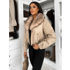 Béžová koženková bunda VERNALIS s kožešinkou