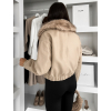 Béžová koženková bunda VERNALIS s kožešinkou