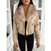 Béžová koženková bunda VERNALIS s kožešinkou
