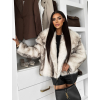 Bílý kožešinový žíhaný faux fur kabátek AVELURE