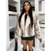 Bílý kožešinový žíhaný faux fur kabátek AVELURE