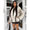 Bílý kožešinový žíhaný faux fur kabátek AVELURE