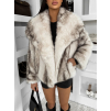 Bílý kožešinový žíhaný faux fur kabátek AVELURE