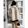 Bílý kožešinový žíhaný faux fur kabátek AVELURE