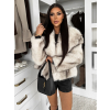 Bílý kožešinový žíhaný faux fur kabátek AVELURE