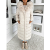 Krémová dlouhá bunda REWONA s kožíškem