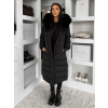 Černá dlouhá prošívaná bunda REWONA s kožíškem
