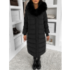 Černá dlouhá prošívaná bunda REWONA s kožíškem