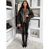 Černá koženková bunda NUVIRA s kožešinkou