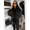 Černá zimní short bunda DRIXINA s kožíškem