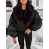 Černá zimní short bunda DRIXINA s kožíškem