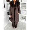 Hnědá dlouhá bunda REWONA s kožíškem