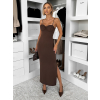 Hnědé dlouhé šaty LUVEORA na ramínka