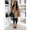 Hnědý faux fur kožešinový elegantní kabát SKELVIA