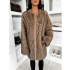 Hnědý faux fur kožešinový elegantní kabát SKELVIA