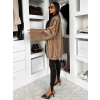 Hnědý faux fur kožešinový elegantní kabát SKELVIA