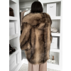 Hnědý faux fur krátký kožešinový kabátek ELUVION
