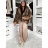Hnědý faux fur krátký kožešinový kabátek ELUVION
