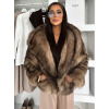 Hnědý faux fur krátký kožešinový kabátek ELUVION
