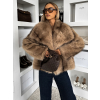 Hnědý kožešinový žíhaný kabátek AVELURE