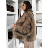 Hnědý kožešinový krátký kabátek CAVONTE