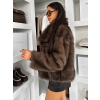 Hnědý kožešinový krátký kabátek ORVIAN
