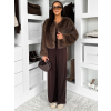 Hnědý stylový krátký faux fur kožíšek HILDAR
