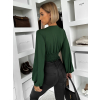 Zelený elegantní top MIRELLON s dlouhým rukávem
