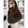 Tmavě hnědý kožešinový kabátek OSHARI