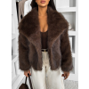 Tmavě hnědý kožešinový kabátek OSHARI